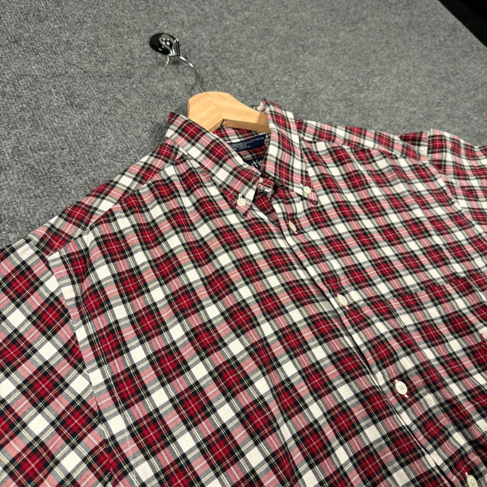 Nautica Long Sleeve Button Down Shirt Mens Medium Red White Vintage Plaid Matran